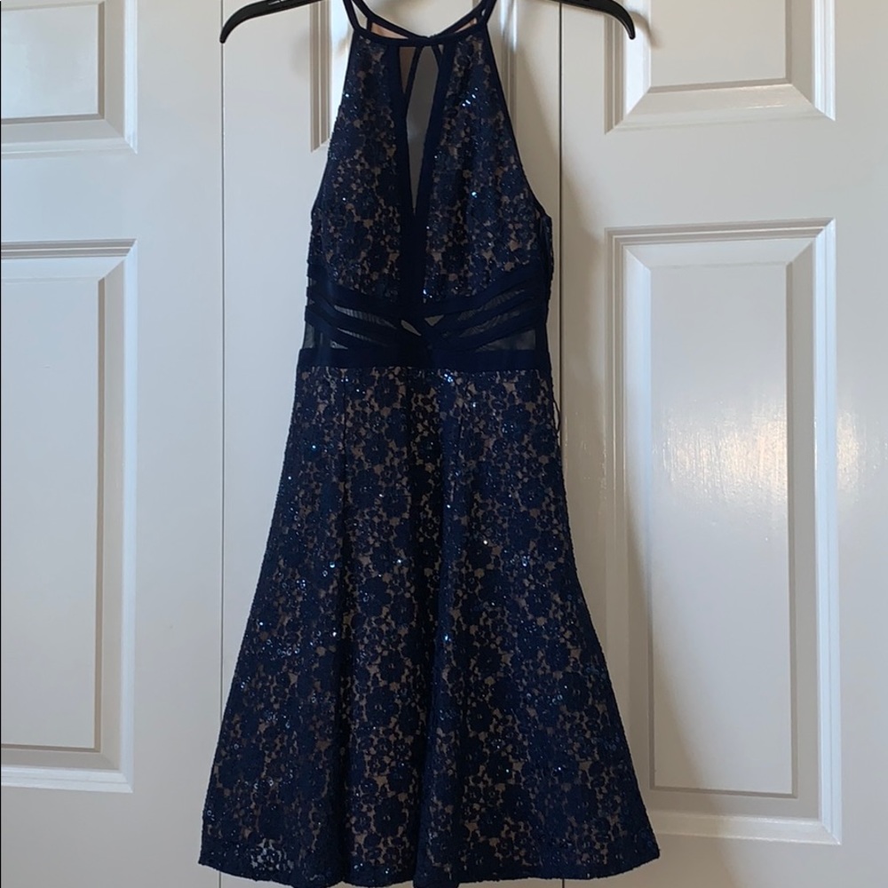 Navy glue flow dress